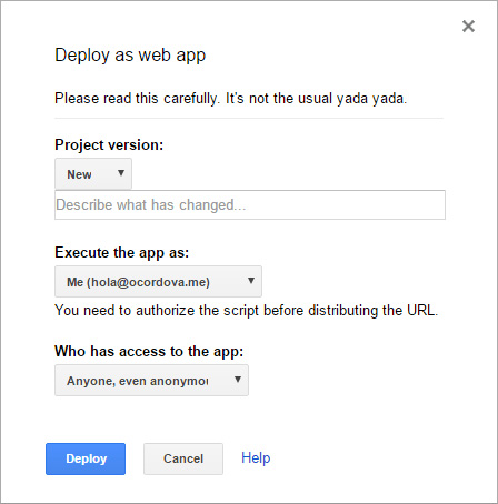 Deploy as Web App