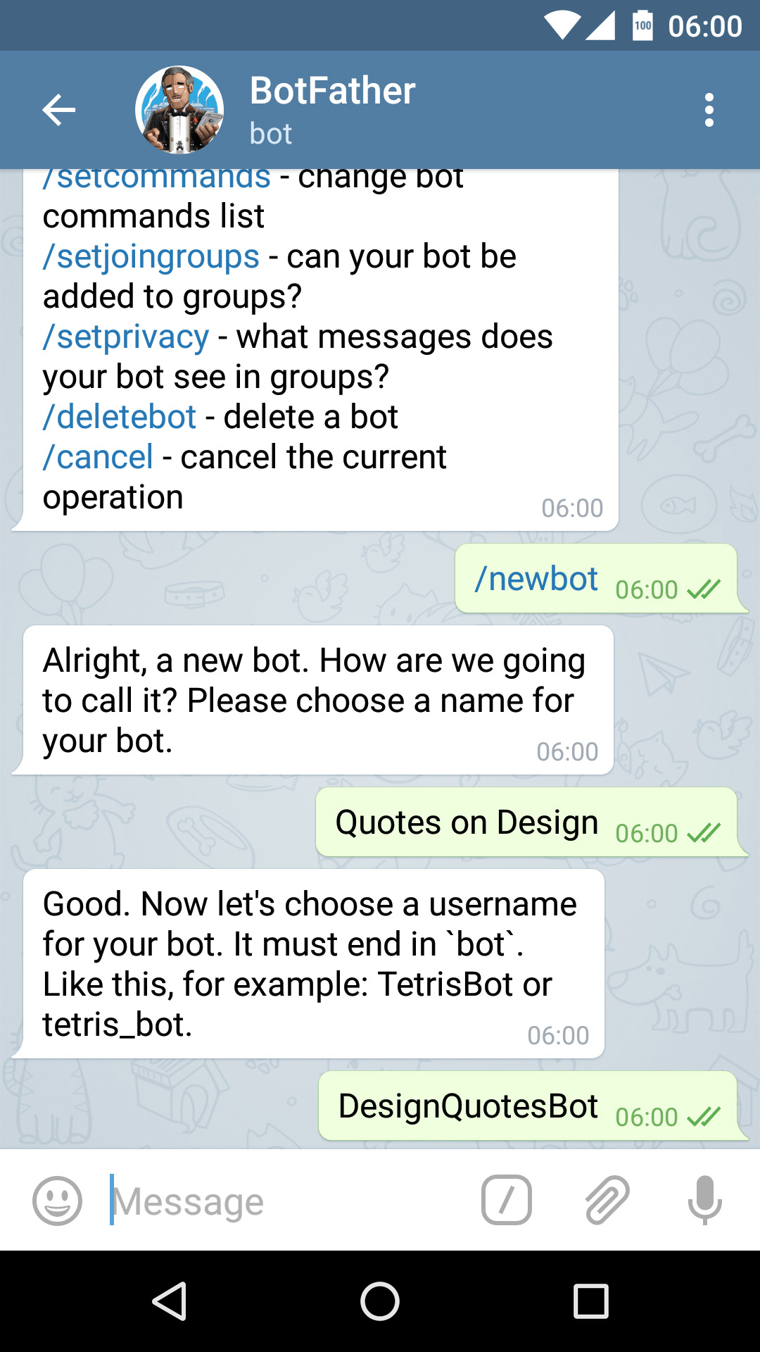 Give your bot a username